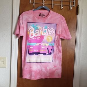 Barbie Pink Tie-Dye Kids T-Shirt with Dream Car Graphic